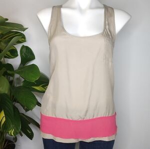 ✨3/$15 Banana Republic tan pink 100% silk top XS